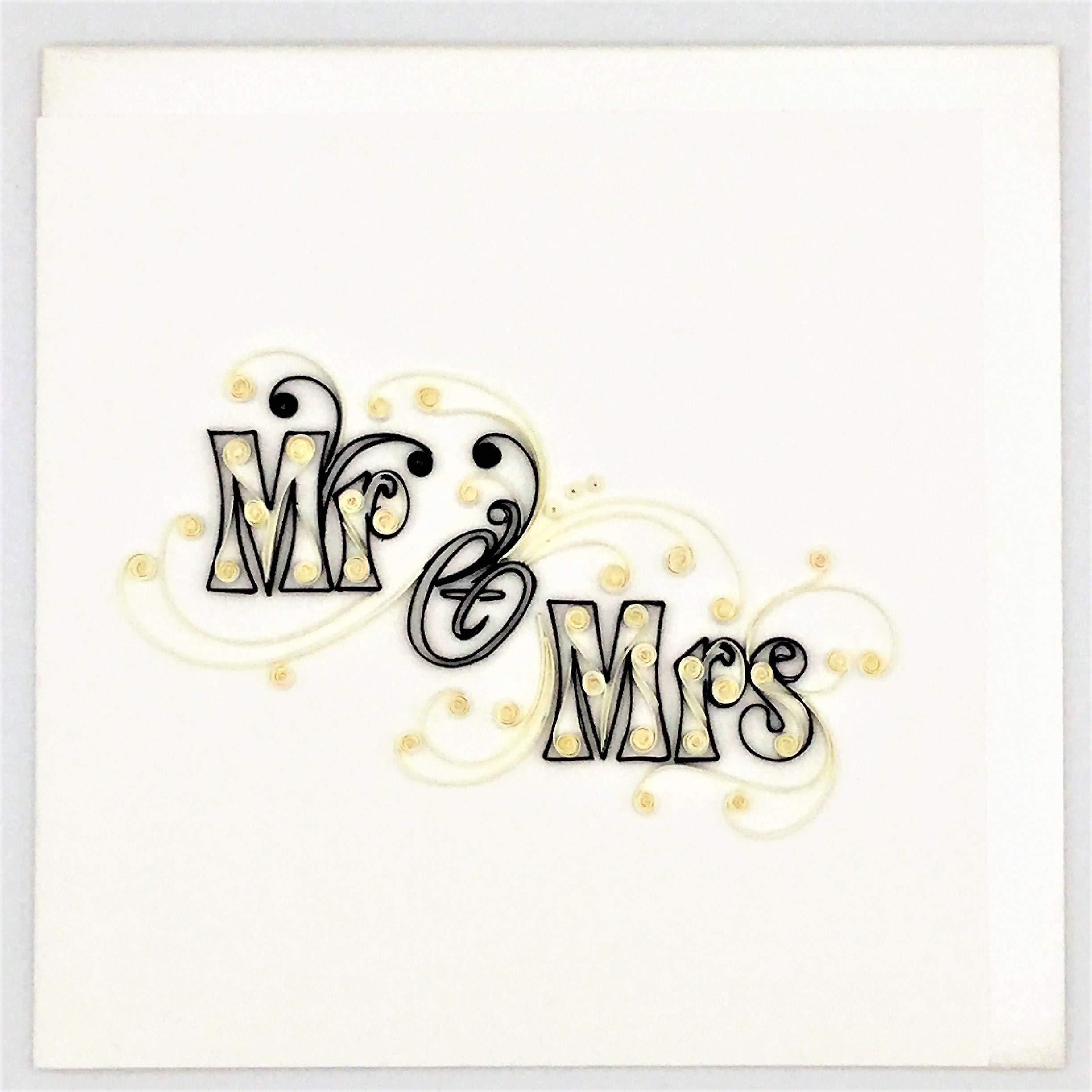 Mr./Mrs. Quilling Greeting Card 6x6" with Envelope. Perfect for Weddings. Blank Inside. Hand-Made. Suitable for Framing.