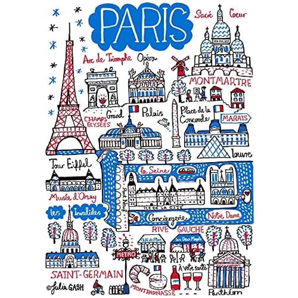 Julia Gash Paris Mini Art Print, Paper, Black Frame, 15x20cm