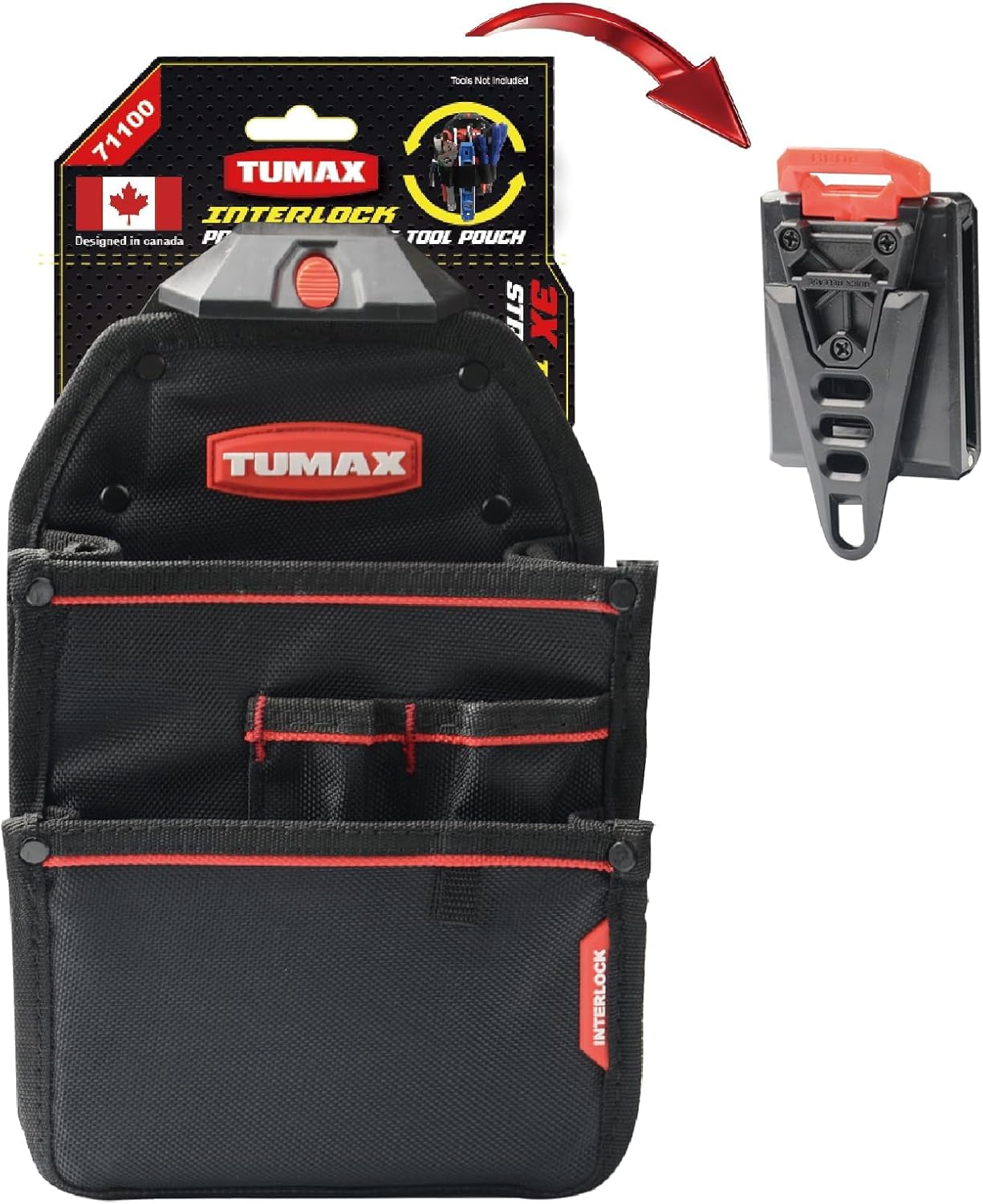 Electrician Tool Pouch, 10 Pockets Tool Belt Pouches with Quick Release Belt Clip, Utility Mini Tool Organizer Pouch for Carpenter, Construction, Technician