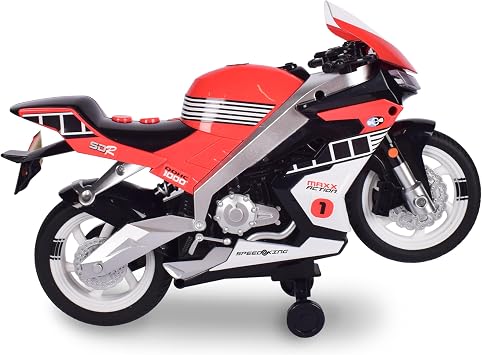 Sunny Days Entertainment Maxx Action Super Bike with Wheelie Feature Red Motorized Toy Motorcycle for Boys & Girls | Light & Sound Vehicle for Kids