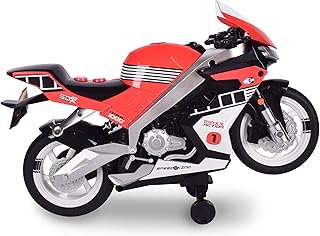 Sunny Days Entertainment Maxx Action Super Bike with Wheelie Feature - Red Motorized Toy Motorcycle for Boys & Girls