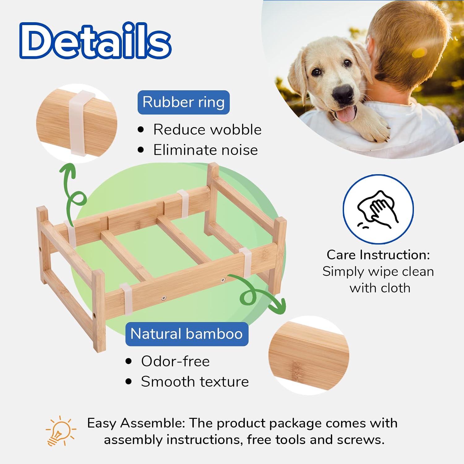 PEDAY Bamboo Stand for 1.2 Gallon Rectangular Bowl
