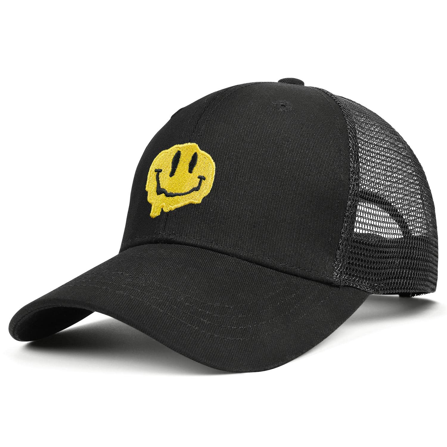 Ztuhjvy Smiley Face Baseball Cap Cool Baseball Cap Funny Baseball Cap Black Adjustable Baseball Cap for Men Women