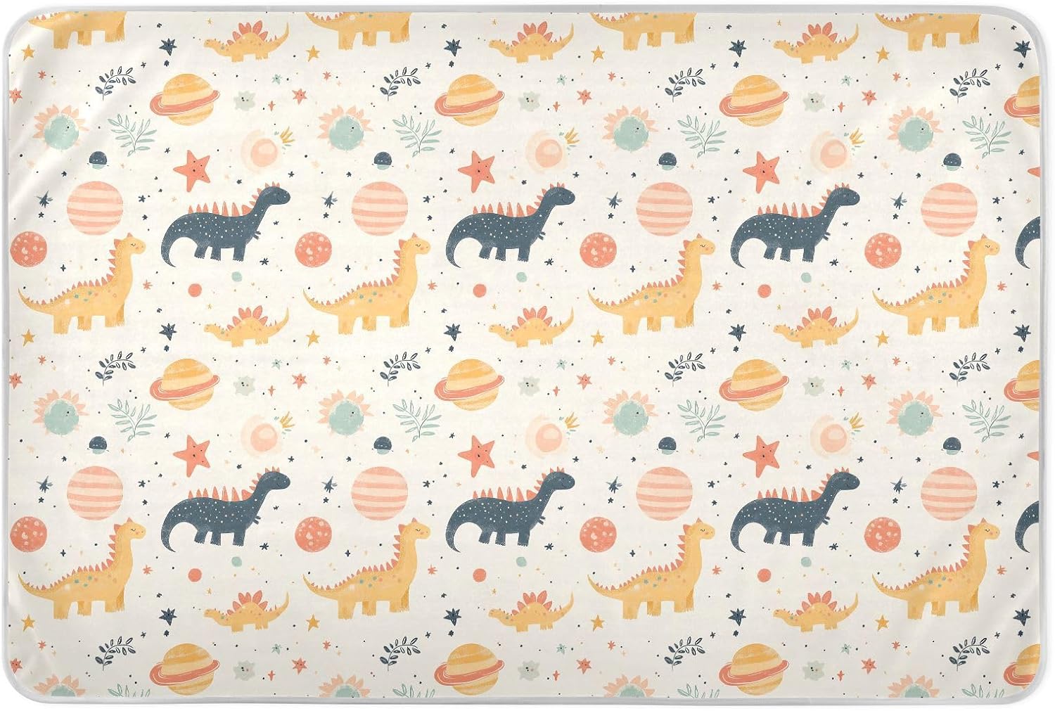 Childish Cartoon Dino Planets Retro Extra Large Resuable Training Pee Pads for Kids Highly Absorbent Mattress Pad Anti-Lip Pee Mats for Children Adults Pets , 52" L x 34" W