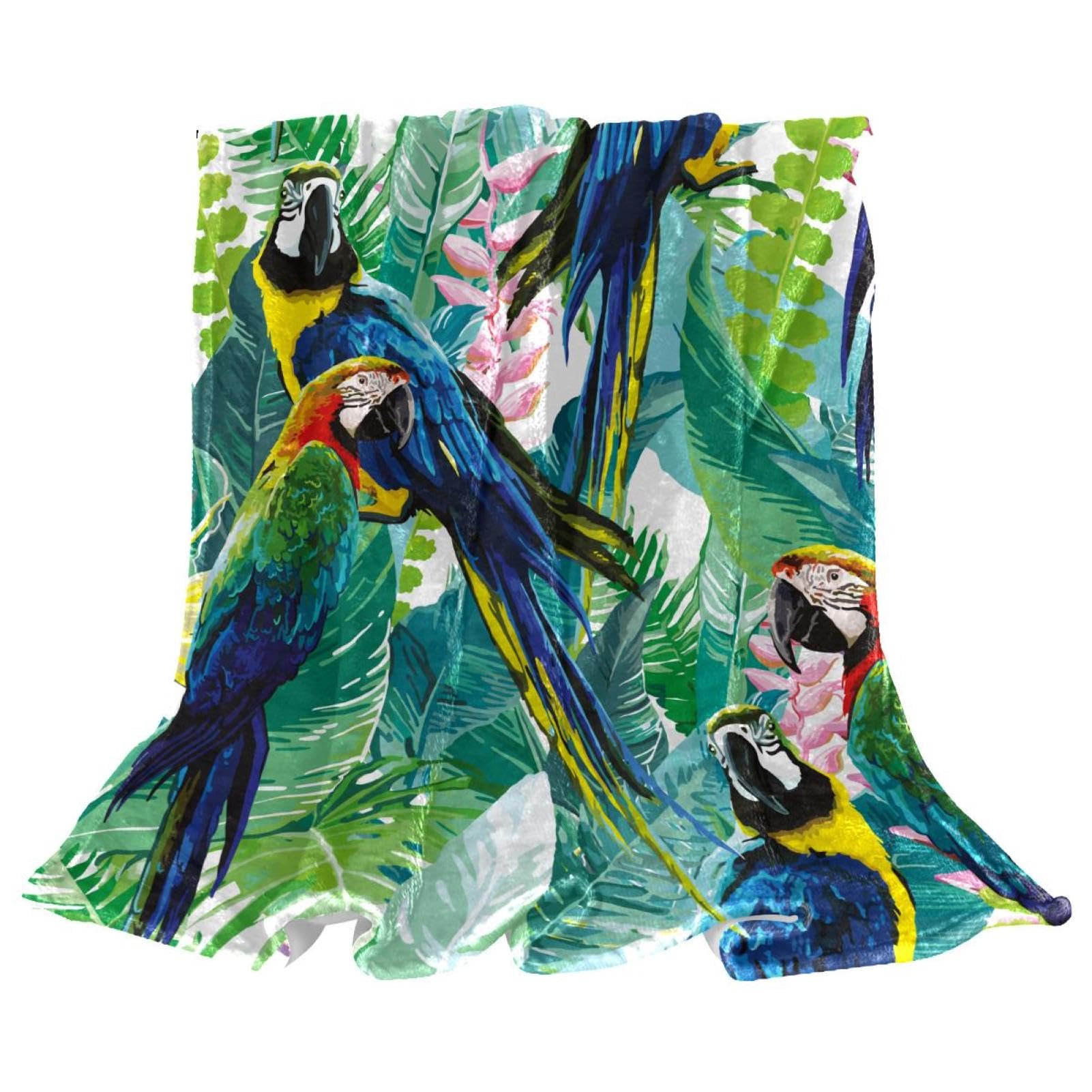 Couverture polaire feuille de perroquets pour éliminer le froid sur votre lit ou canapé