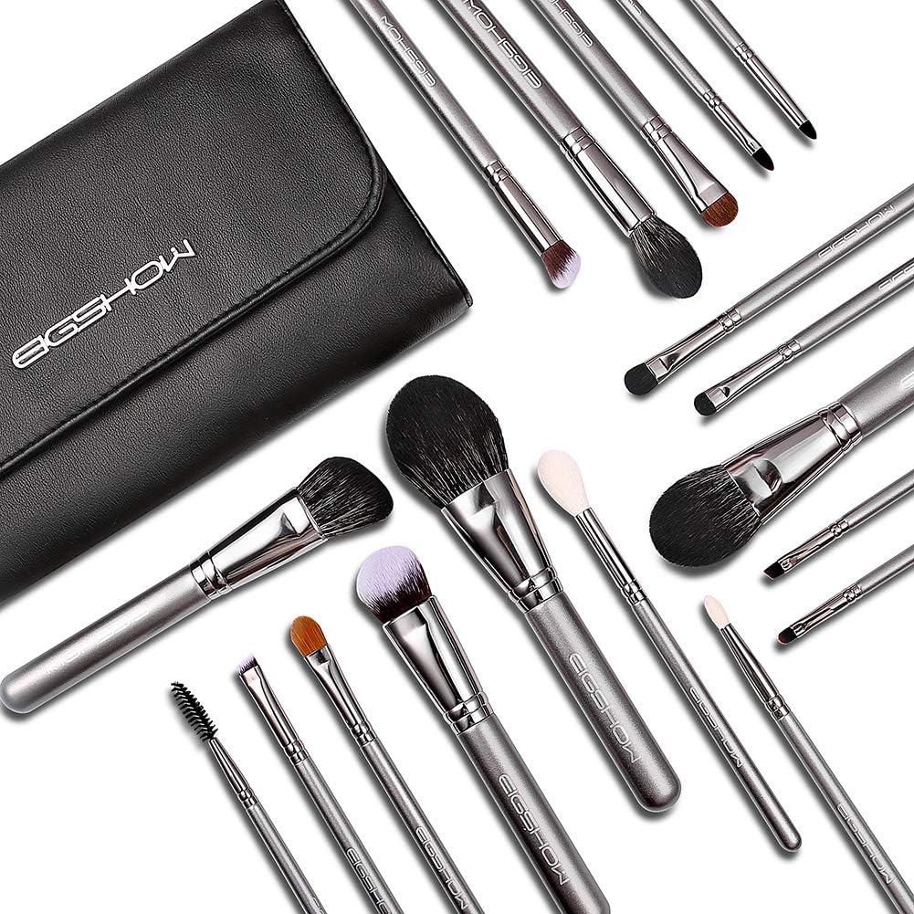 Professional Makeup Brush Set,Eigshow Makeup Brushes Perfect for Foundation Face Powder Blending Blush Bronzer Eyeliner Eye Shadow Brows with Case(PRO 18pcs Grey)