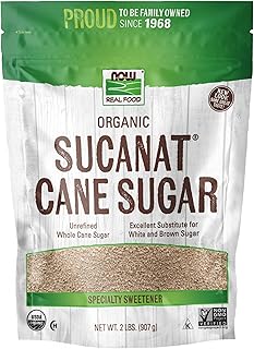 NOW Foods, Certified Organic Sucanat Cane Sugar, Powder from Pure Evaporated Cane Syrup, Excellent Substitute for White an...
