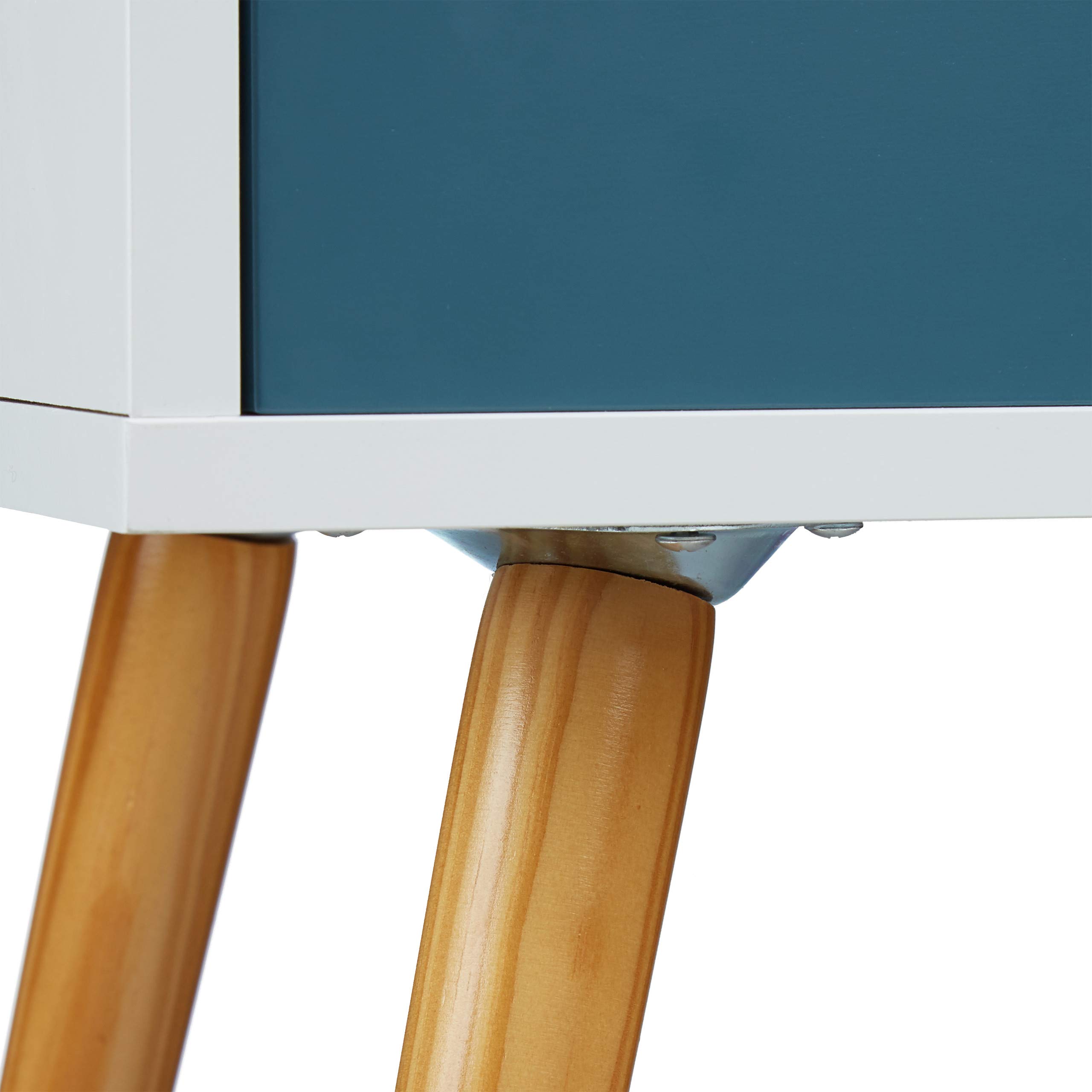 Relaxdays 2X Commodes rétro Style Design Nordique 2 tiroirs Armoire Blanc Turquoise HxlxP 58x41x48 cm, laqué Mat Blanc Turquoise