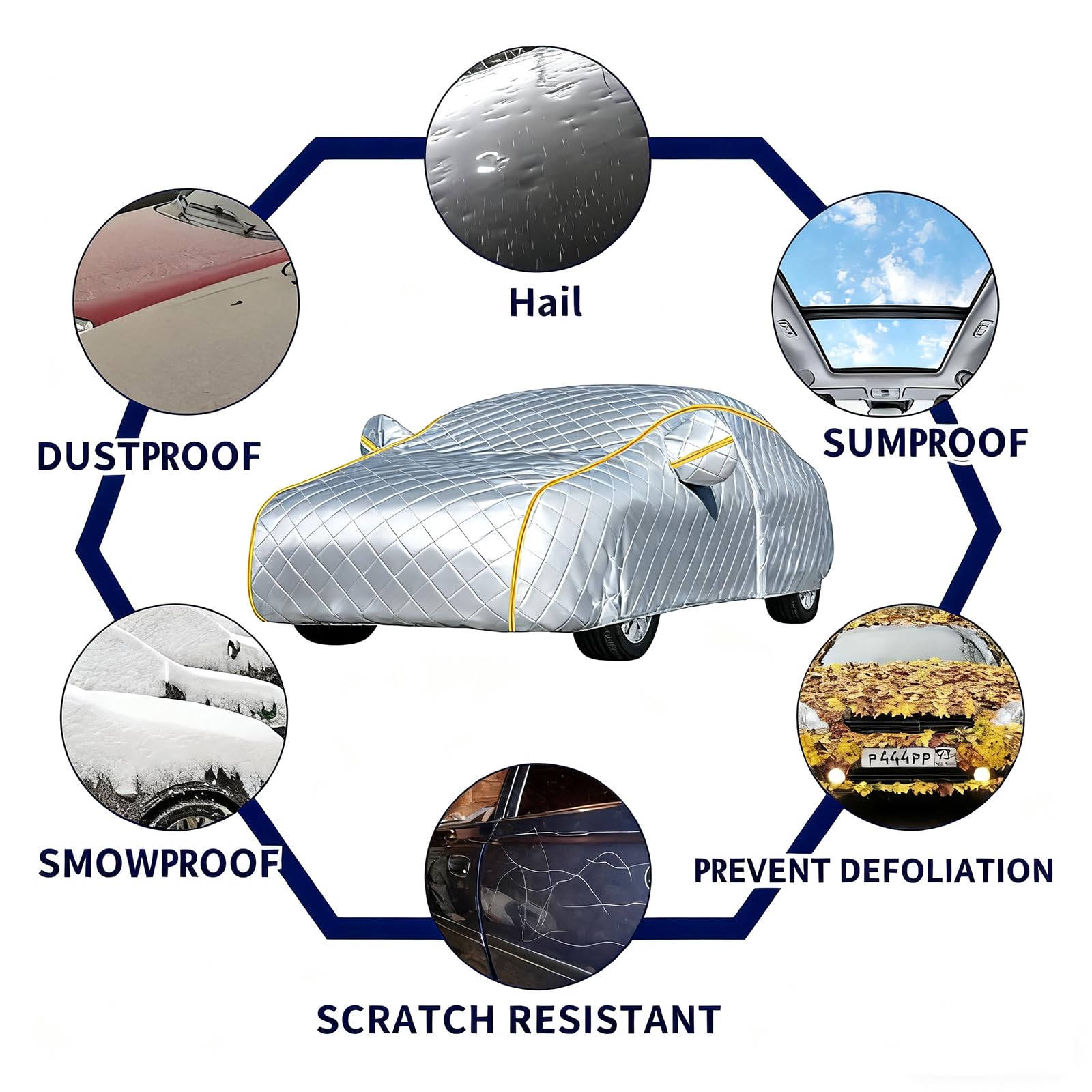 Cubre para Auto fit Buick Electra Estate Wagon 1980(1979-1984),Anti-Granizo Cubierta Auto Algodón Espesado, Impermeable Anti-UV Resistente Al Polvo Nieve Rasguño con Puerta Cremallera