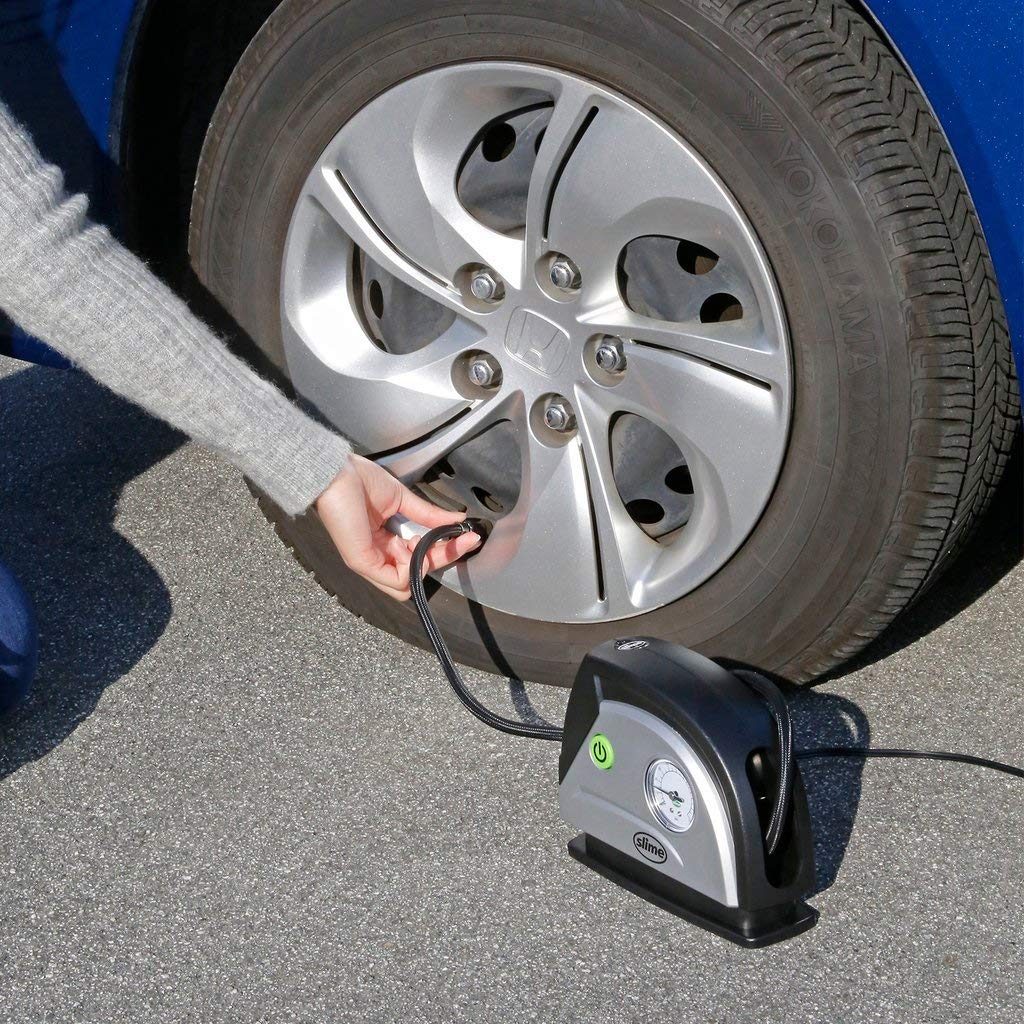 Slime 40050 Tire Inflator, Portable Car Air Compressor, with Analog 100