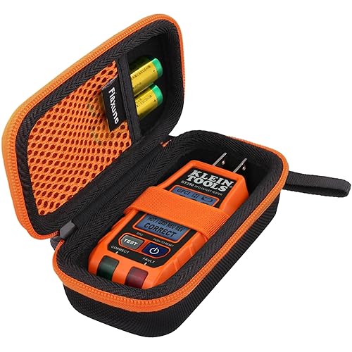 Funda protectora de transporte para Klein Tools GFCI receptáculo probador de tomas de corriente 120V RT250, funda negra + cremallera naranja