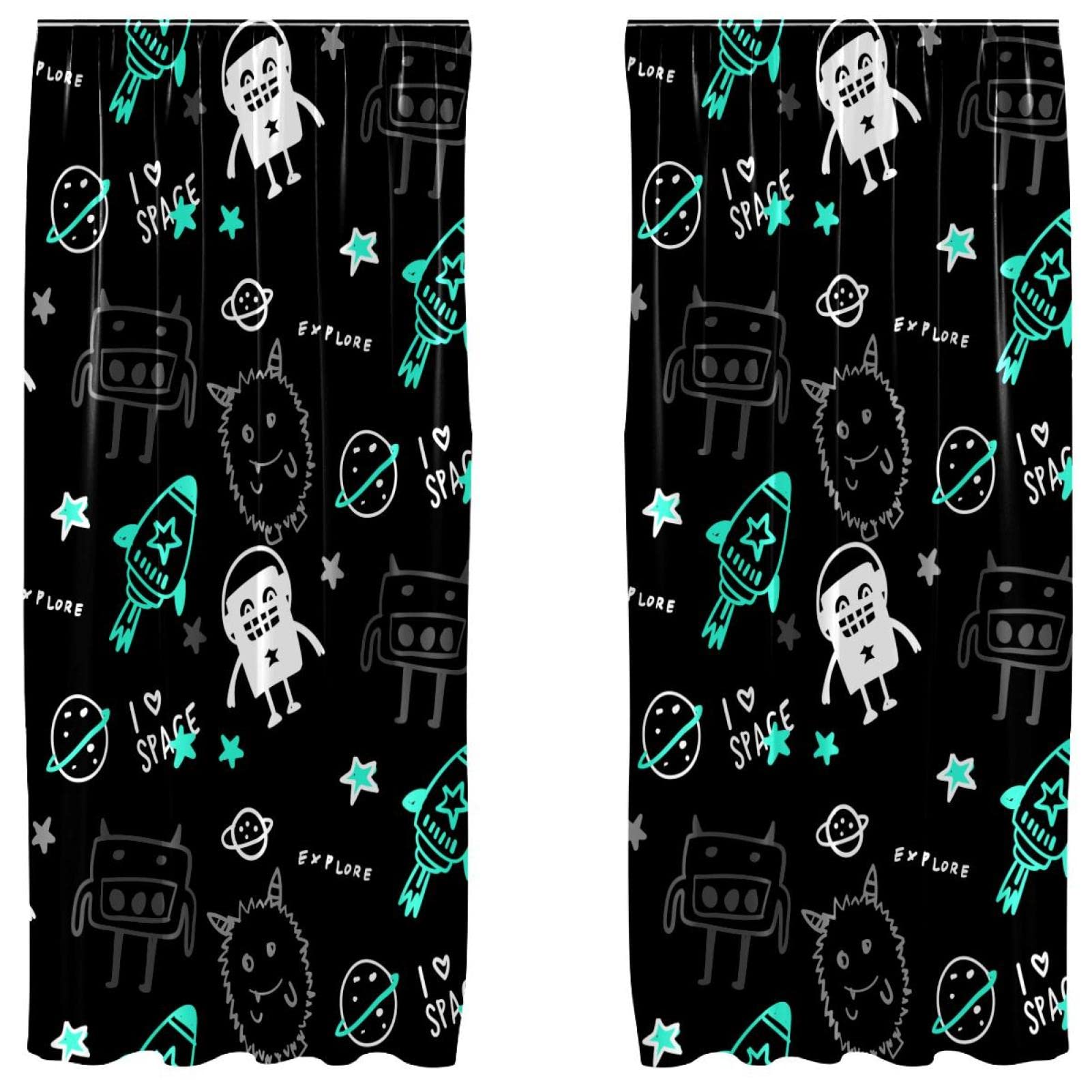 Rideaux occultants monstre spatial en microfibre 140x213 cm pour chambre