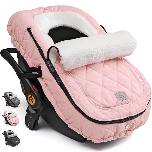 ACRABROS Funda de asiento de coche para bebé toldo de invierno para niño y niña, recién nacido, ventana con cremallera, cálido y acogedor clima
