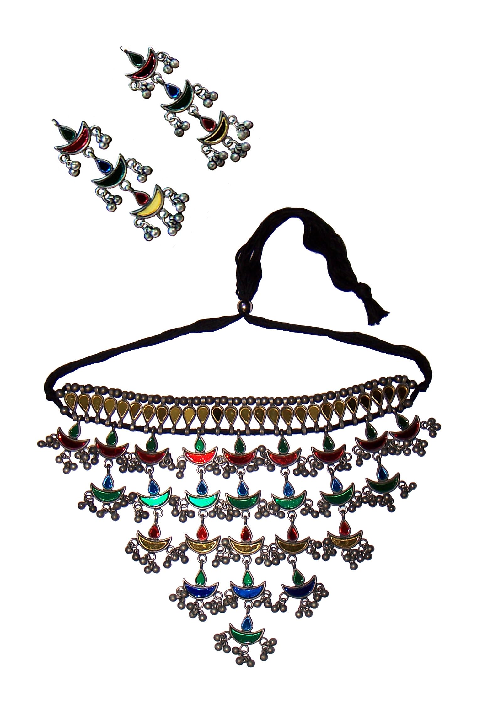 Oxidized Antique Fashion Bollywood Ethnic Mirror Boho Gypsy Banjara Tribal Statement Beautifull Choker Thread Necklace With Earrings Jewelry By A V Enterprises (B0CGX2ZPWP) Amazon Price History, Amazon Price Tracker