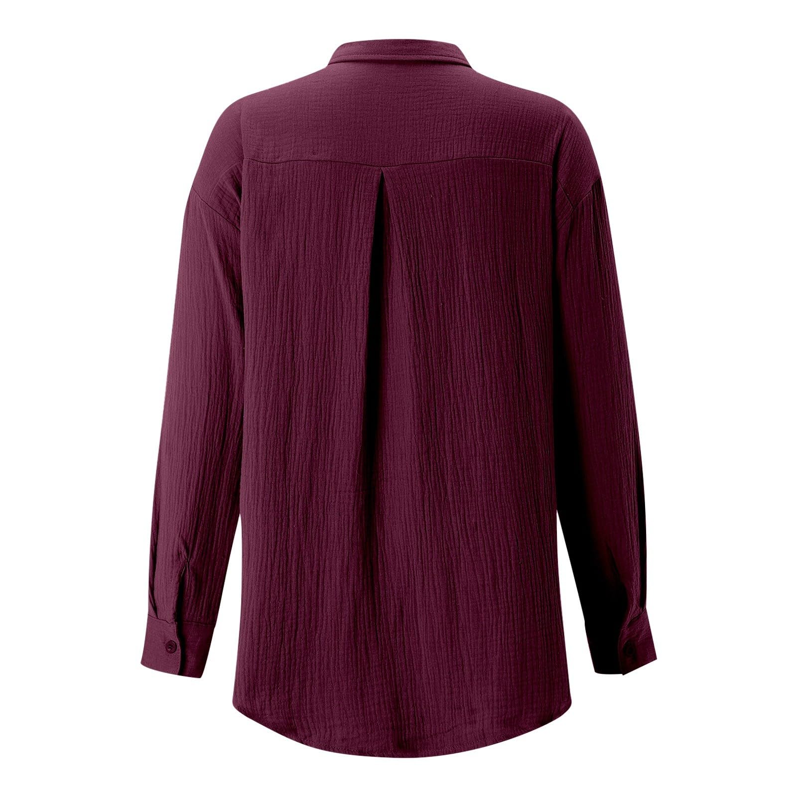 Camicia bianca da donna in lino con bottoni estivi 2026 tinta unita colletto manica lunga leggera garza camicette alla moda casual primavera lino abbigliamento in cotone oversize abiti in mussola da