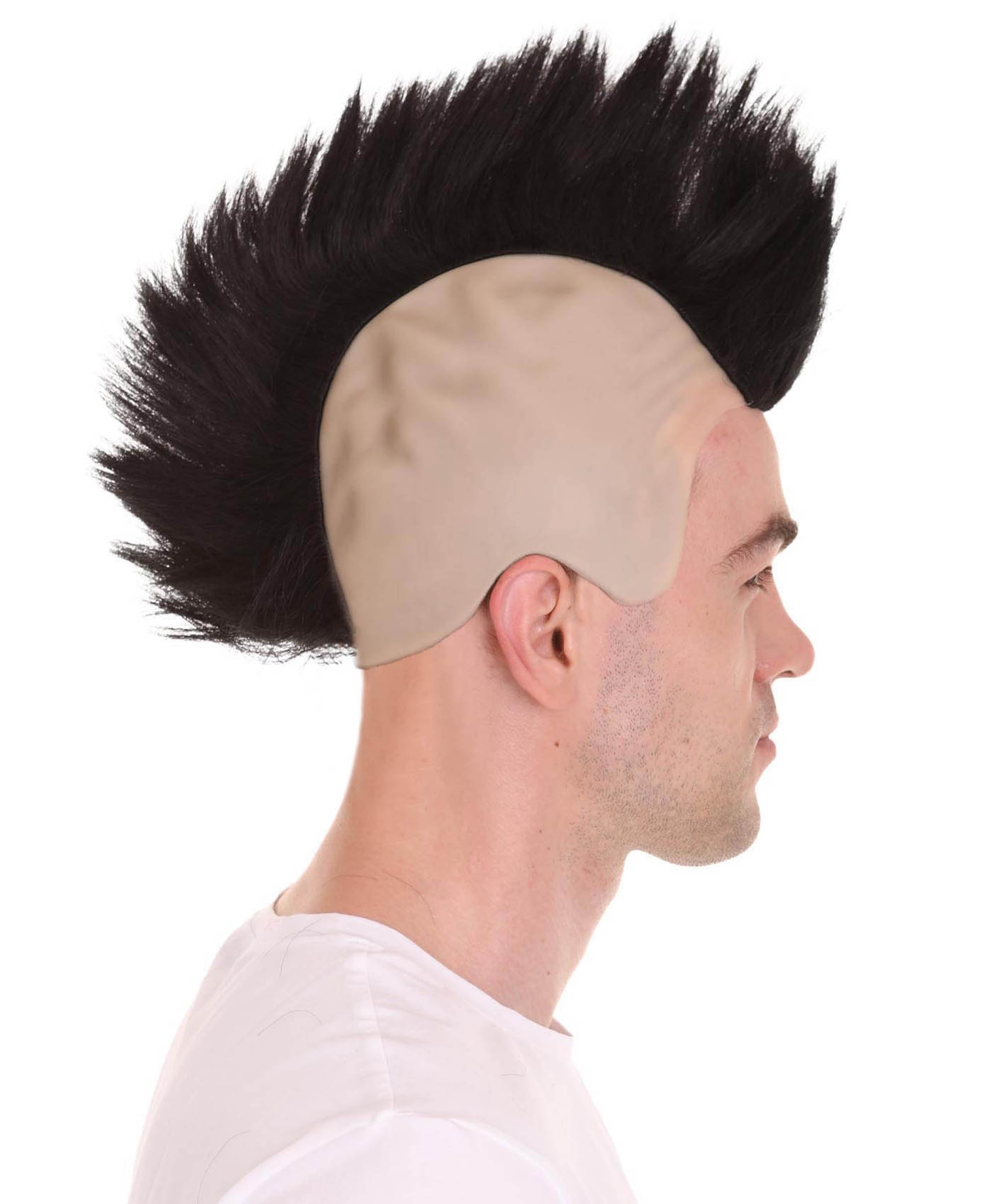 HPO Men's Mohawk Punk Rock Spiky Straight Spiked Fancy Black Wig, Synthetic Soft Fiber Halloween Hair - Image 4