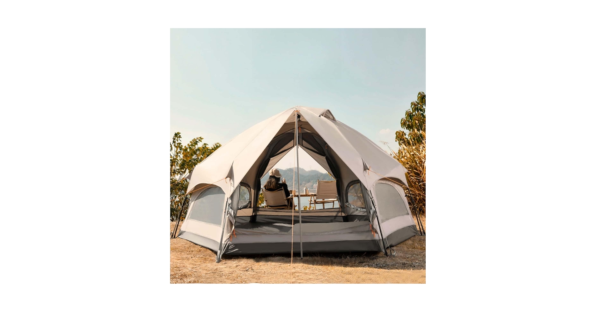 通気性良い簡単設営ワンタッチテント キャンプ アウトドア用品ファミリー5-8人 通気性良い簡単設営ワンタッチテント キャンプ アウトドア用品