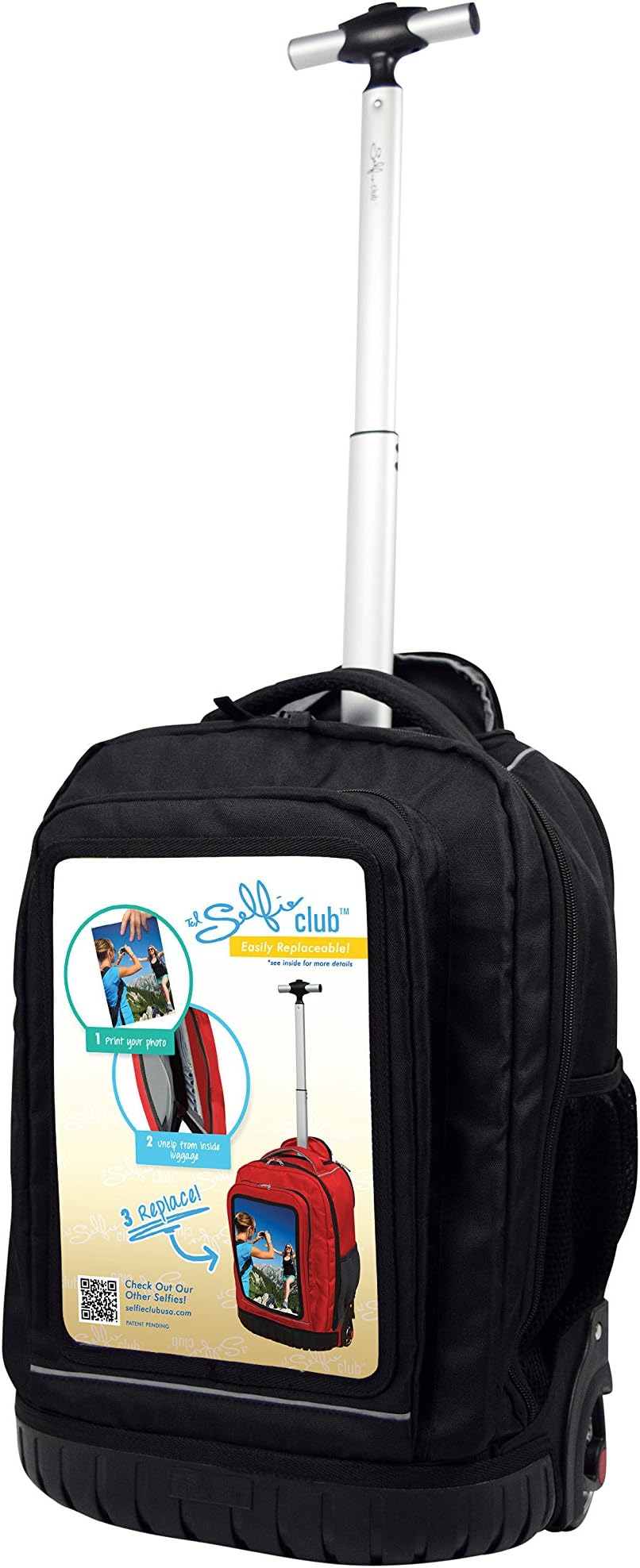 18-Inch Rolling Backpack with DIY Photo Feature, Black