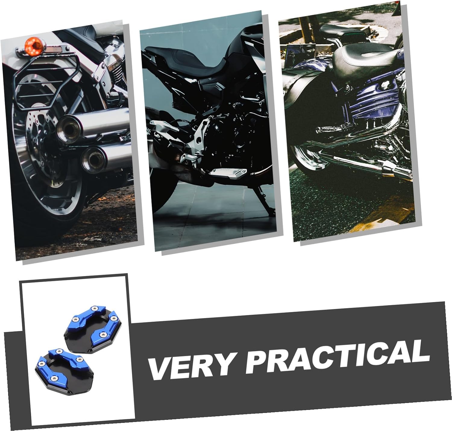 2pcs Motorcycle Side Stand Pads for Nmax155 Xmax 300 Blue Kickstand Support Plates Anti-skid Enlarged Base Motorcycle Kickstand Extension for Grass and Soft Ground