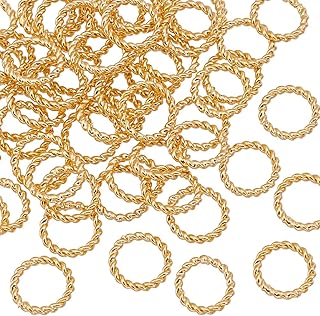 PH PandaHall 24K Gold Plated Jump Rings, 60pcs 8mm Closed Jump Ring 18 Gauge Golden O Rings Connectors Brass Soldered Linking Ring for Earring Bracelet Necklace Jewellery Making