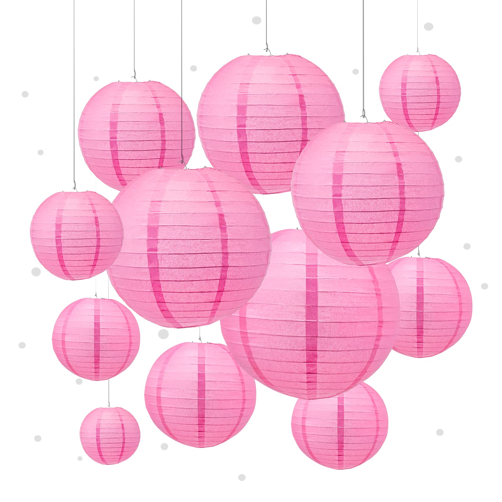 Vastar 12Pcs Paper Lantern Set, 6”/8”/10” Paper Lanterns for Indoor and Outdoor Decoration, Decorative Round Chinese Paper Lanterns for Weddings, Anniversaries, Baby Showers, Birthday Parties