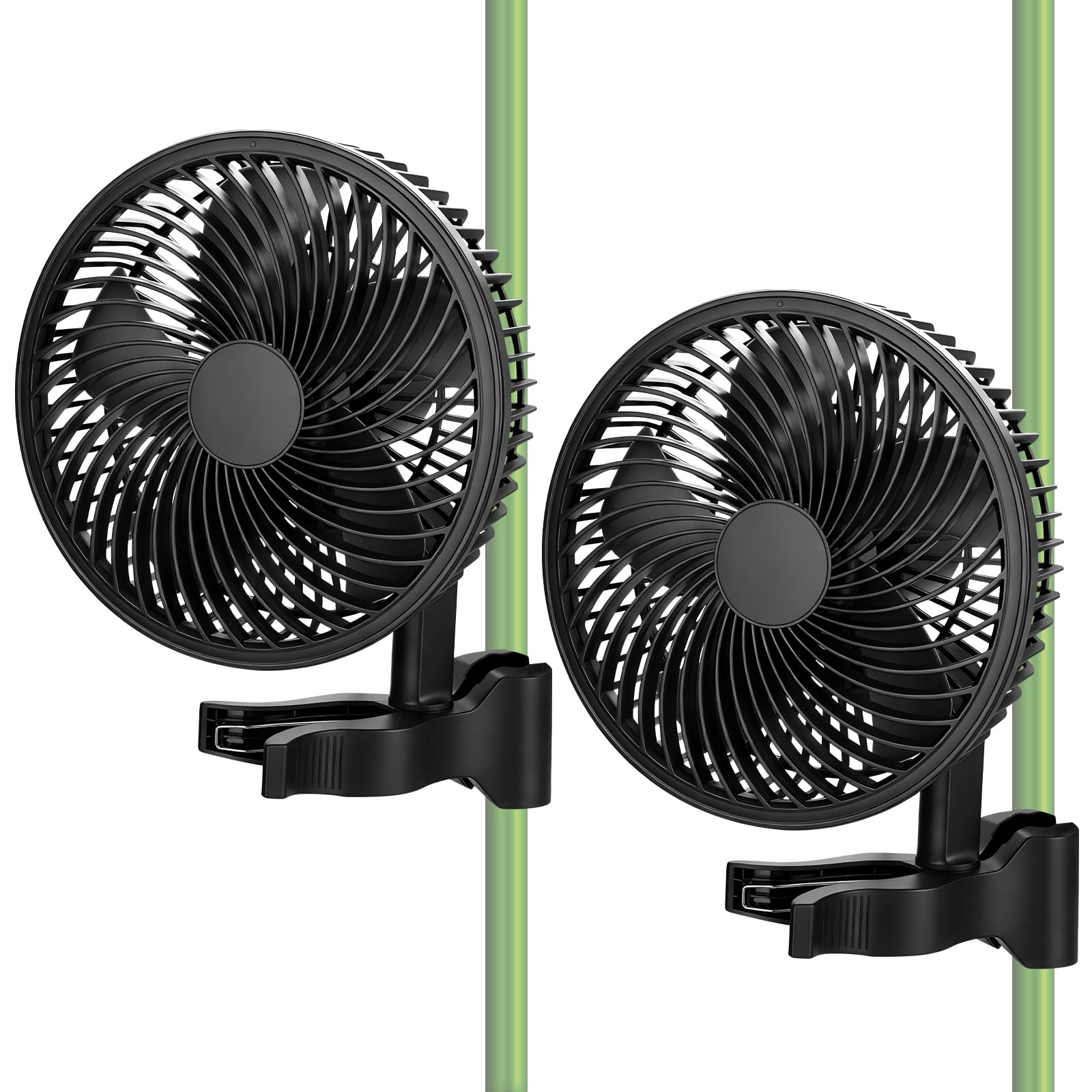 Grow Ventilator Oszillierend mit Clip, Clip Ventilator mit EC-Motor, 10 Stufen & 2 Modi, 3 m Kabel Klemmventilator für Grow Zelte, Anzuchtzelt, 150mm Durchmesser, 544 m3/h Luftstrom, 28 dB(A)(2 Stück)