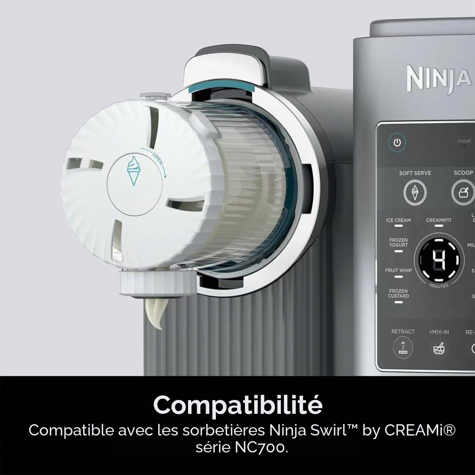 BestYiJo Gobelet et couvercle de rechange compatibles avec les machines à glace et à glace à glace Ninja Creami Swirl NC701 Série NC700 - Récipient à gobelet de 16 oz, sans BPA et passe au