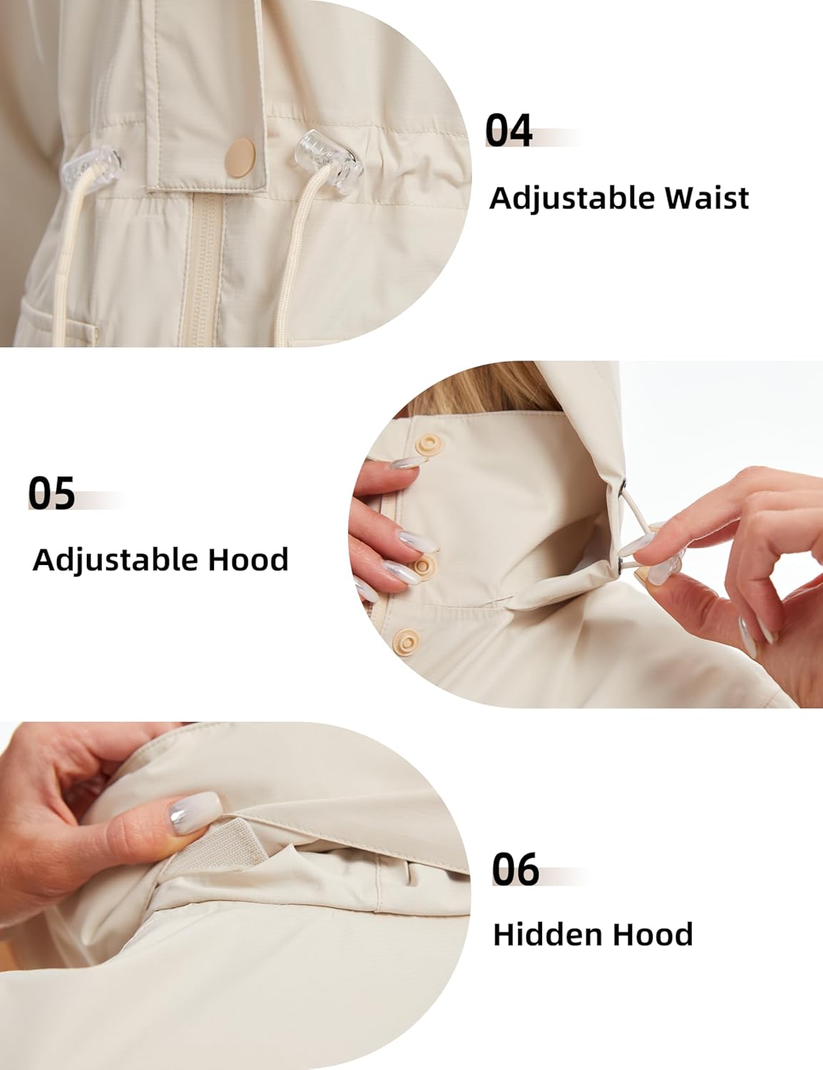 HALO RAIN Women's Waterproof Rain Jacket Long Hooded Windbreaker Trench Coat for Outdoor and Casual Wear