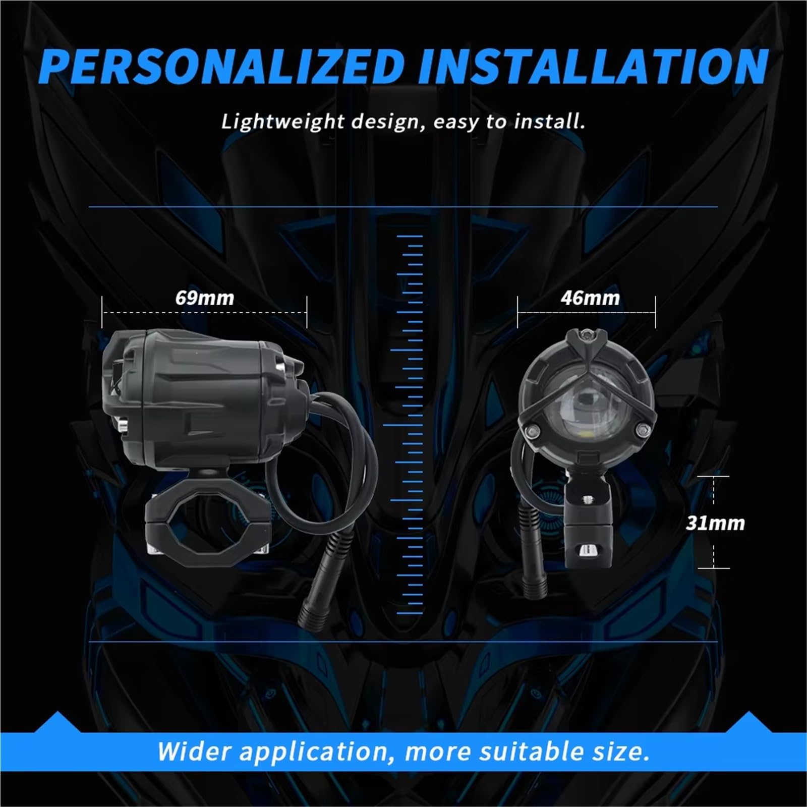 Faro Moto Barra Luces Antiniebla LED Motocicleta ATV Luz Trabajo Faro Delantero Lente Proyector Todoterreno 4x4 Headlight