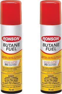 Ronson Butane Fuel Refill 75ml – Pack of 2 – Universal Lighter Fluid Refill for Torch, Kitchen, and Utility Lighters – Clean Burning Butane Gas for Refillable Lighters