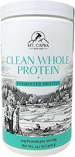 Mt. Capra Clean Whole Protein + Fermented Protein | Easy to Digest Whey and Casein Protein from Grass-Fed Goats | 20 g Protein per Serving | Unflavored | 13 Servings - 14.1 oz