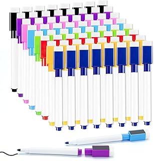 50 Pcs Colorful Magnetic Dry Erase Markers with Eraser Cap, White Board Mini Dry Erase Markers Bulk, Fine Point Tip White Board Markers for Teachers Office School Supplies