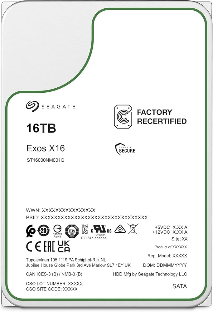 【整備済み品】シーゲイト HDD x16 16TB Amazon | Seagate シーゲイト 16TB ST16000NM001G Exos SATA HDD