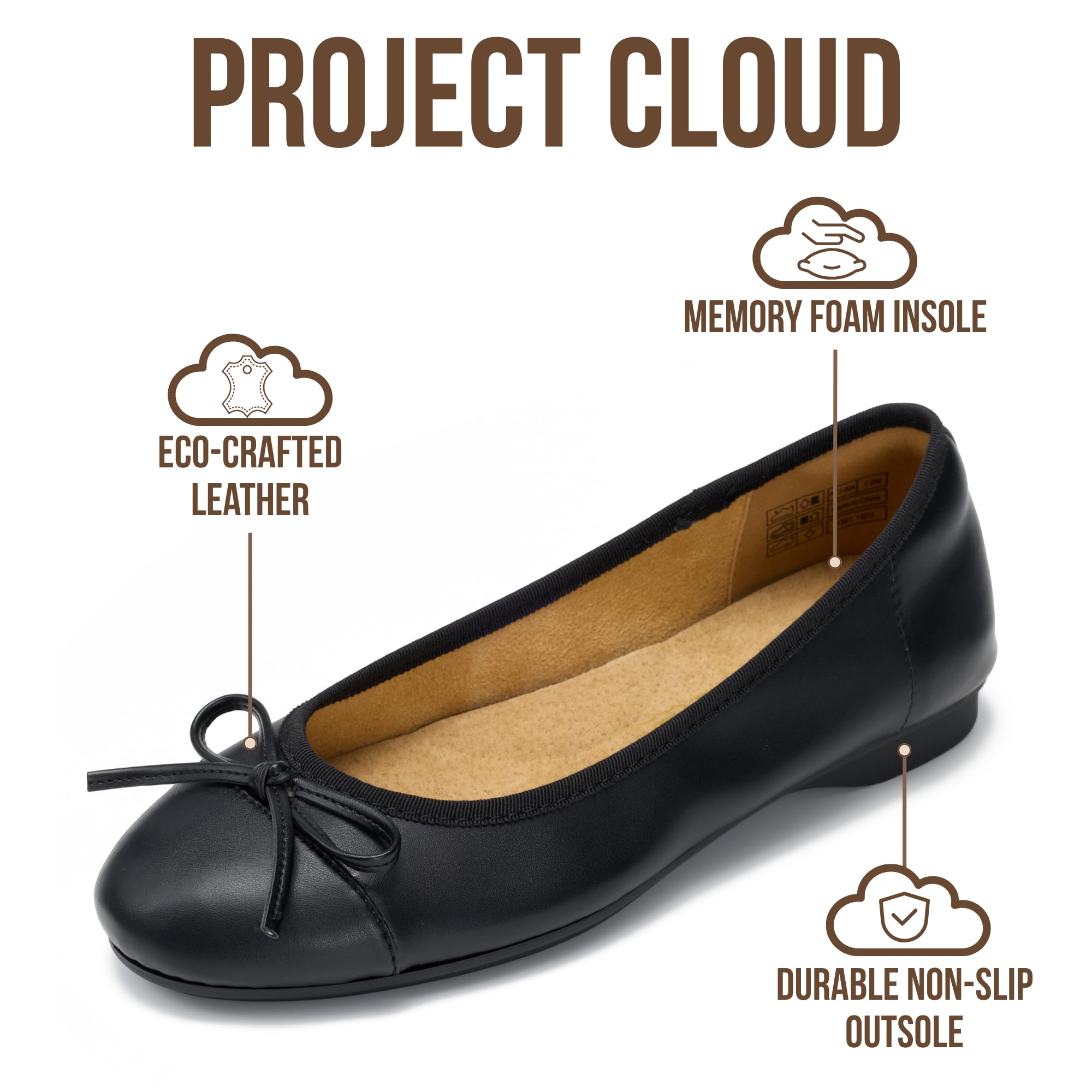 Project Cloud Ballet Flats for Women Shoes - Eco-Crafted with Memory Foam Insole Lightweight Mary Jane Flats - Non-Slip and Comfortable Womens Shoes (Ashley) — view 2