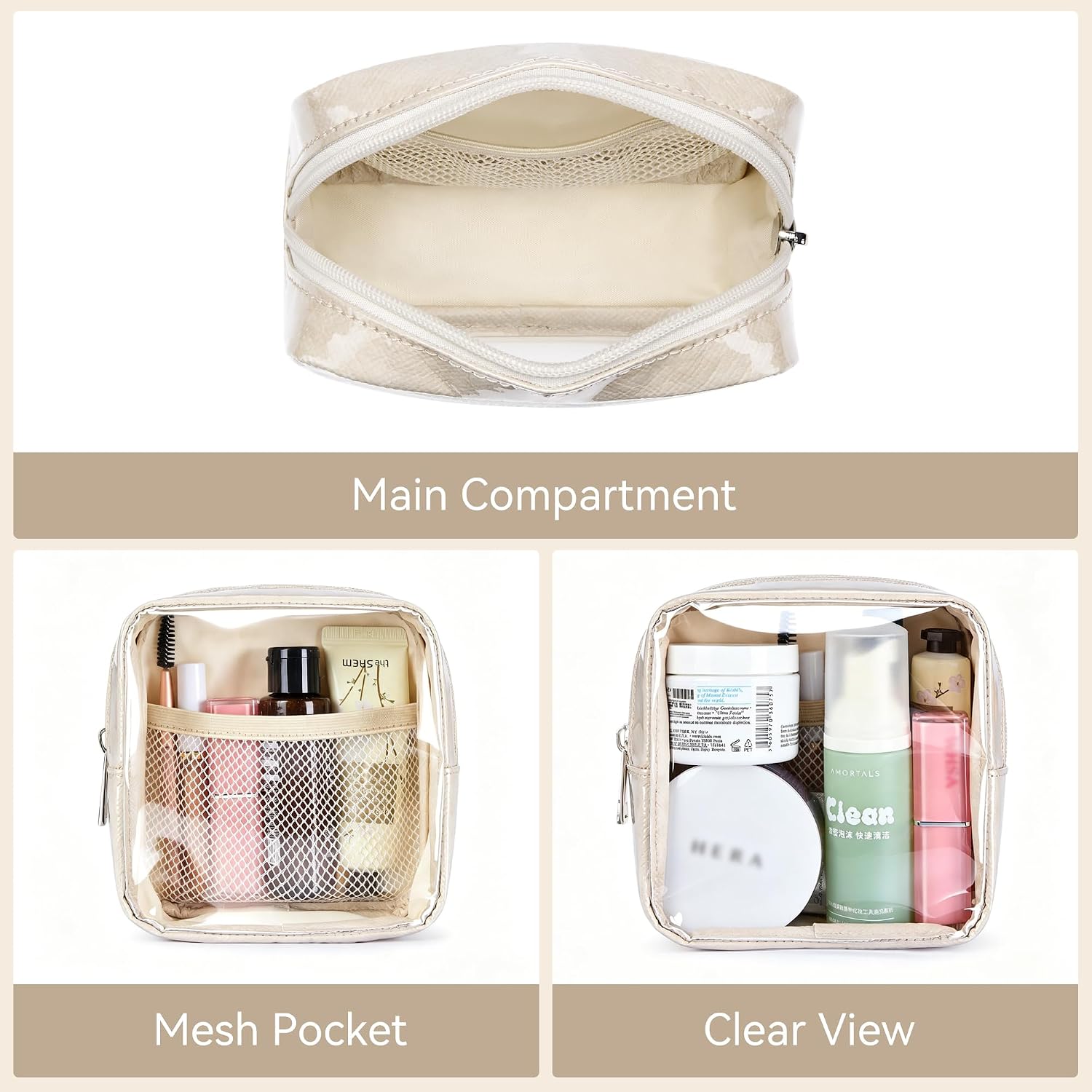WLLWOO Clear Makeup Bag Mini Cosmetic Pouch Travel Toiletry Organizer image 4