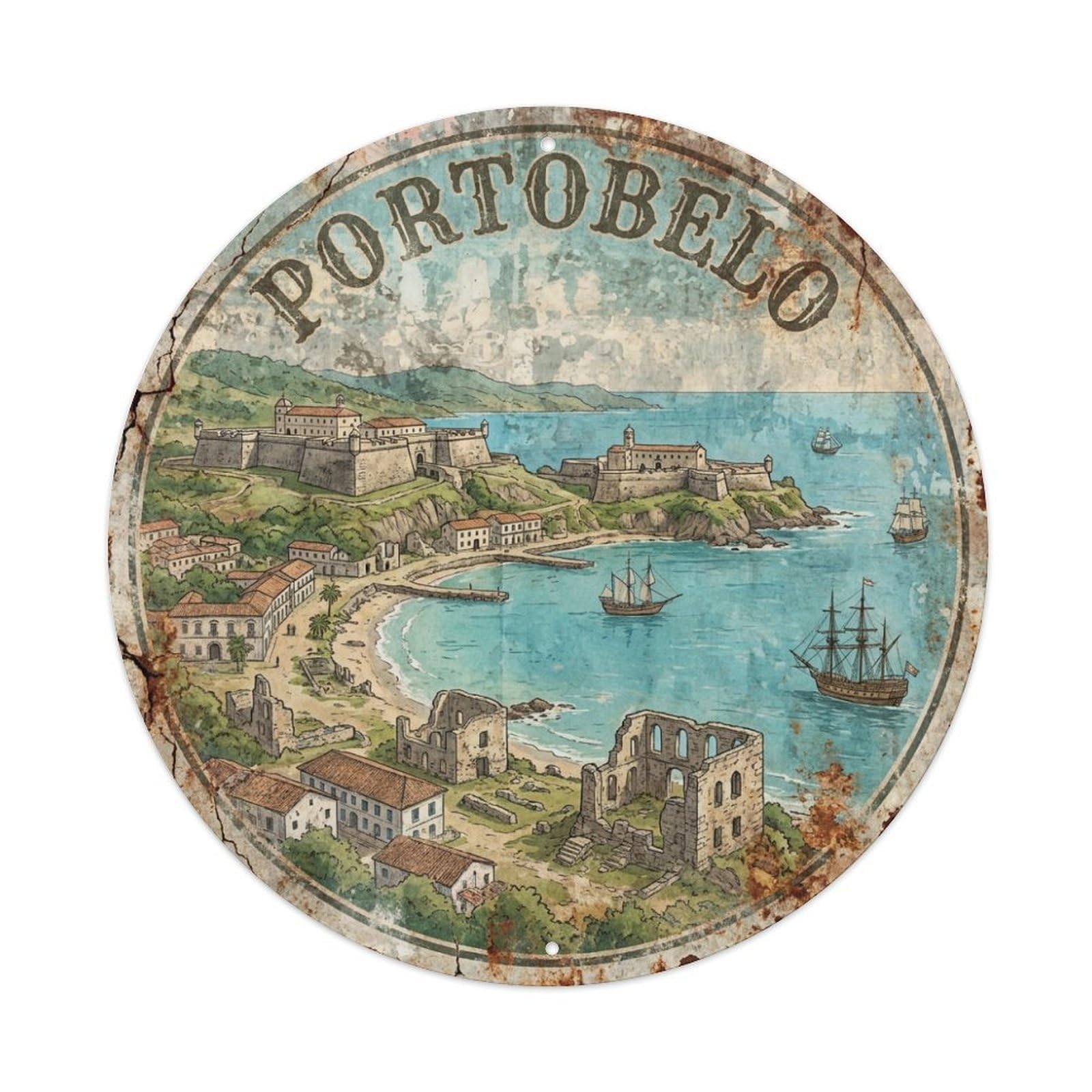 Retro Panama Travel Portobelo Metal Tin Sign