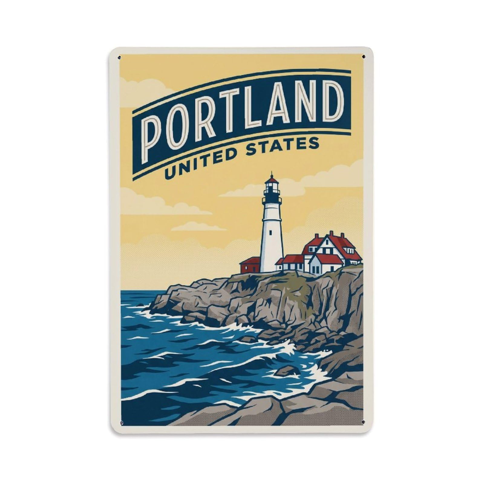 Xanthor Style Retro Travel Usa Portland Me Metal Tin Sign