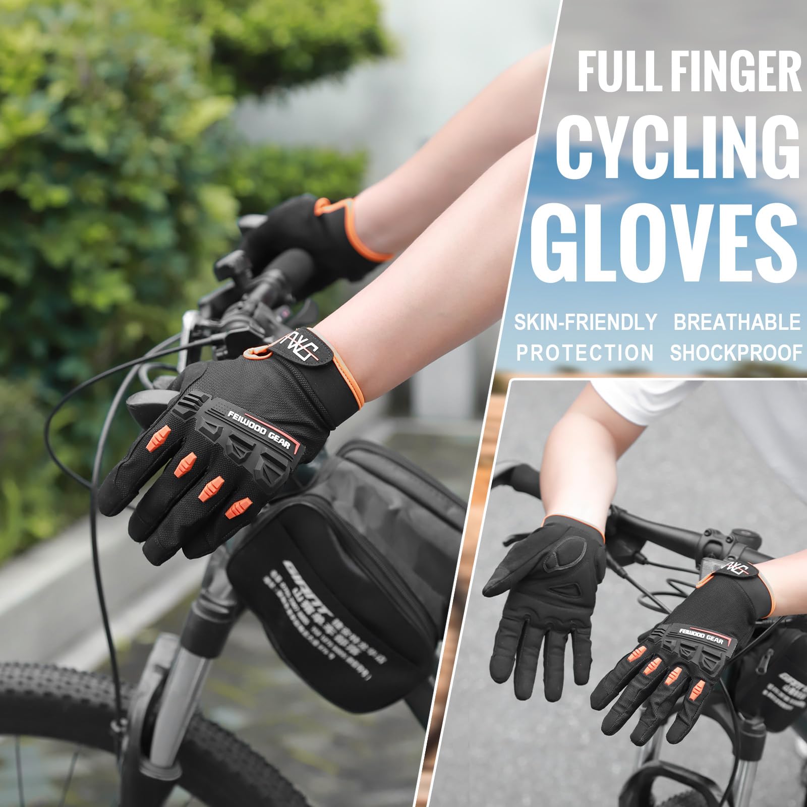 Guantes de ciclismo para hombre/mujer, guantes de bicicleta con dedos completos, antideslizantes, amortiguadores, acolchados, MTB/guantes de ciclismo de carretera