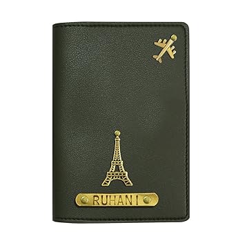 The Bling Stores Green Leather Unisex Passport Cover (PN-PC-0330-1)