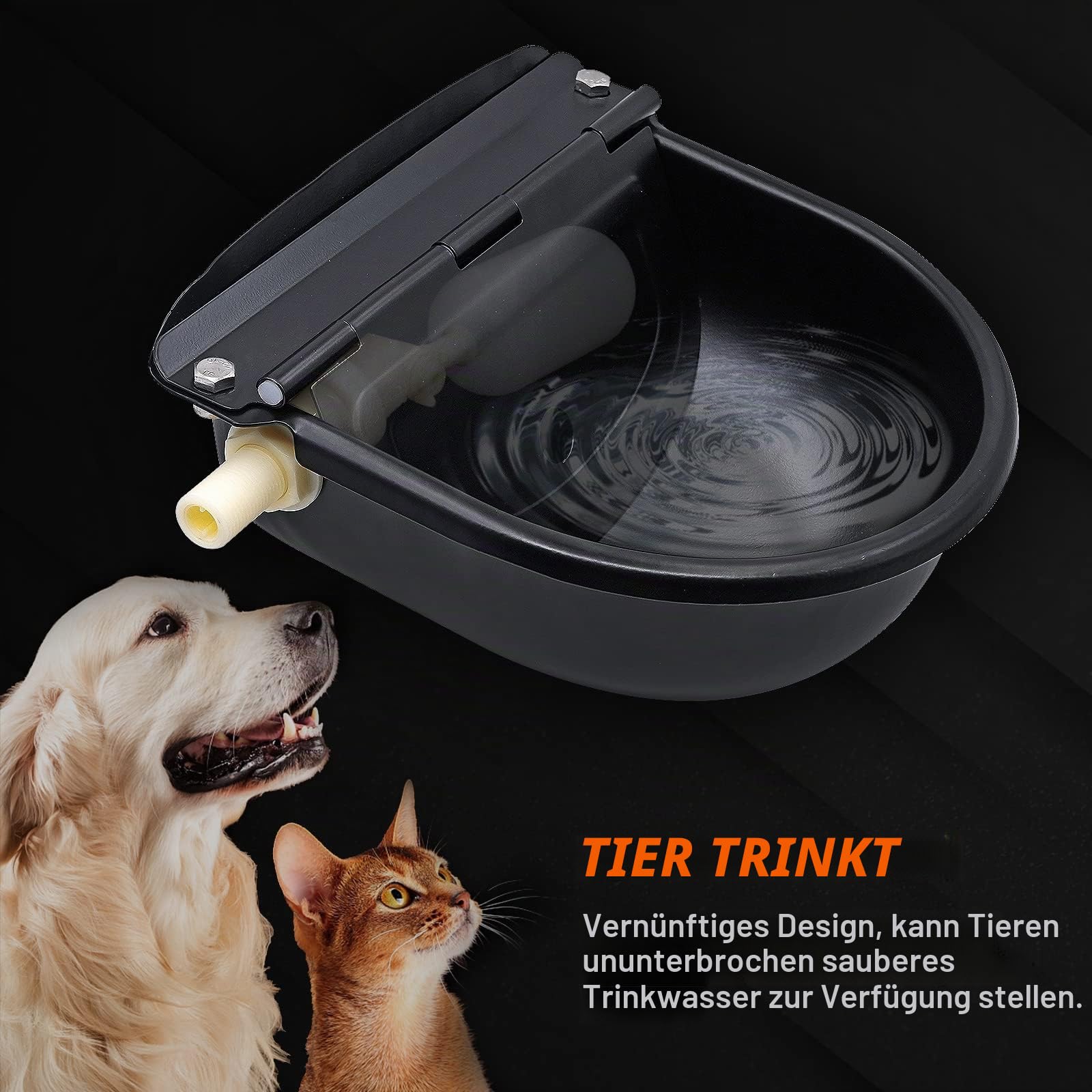 Tränkebecken mit Schwimmer, Automatische PferdeträNke Aus Edelstahl, Viehtränke mit 1/2" Schwimmerventil für Pferde, Rinder, Schafe, Ziegen, Alpaka und Hundetränken