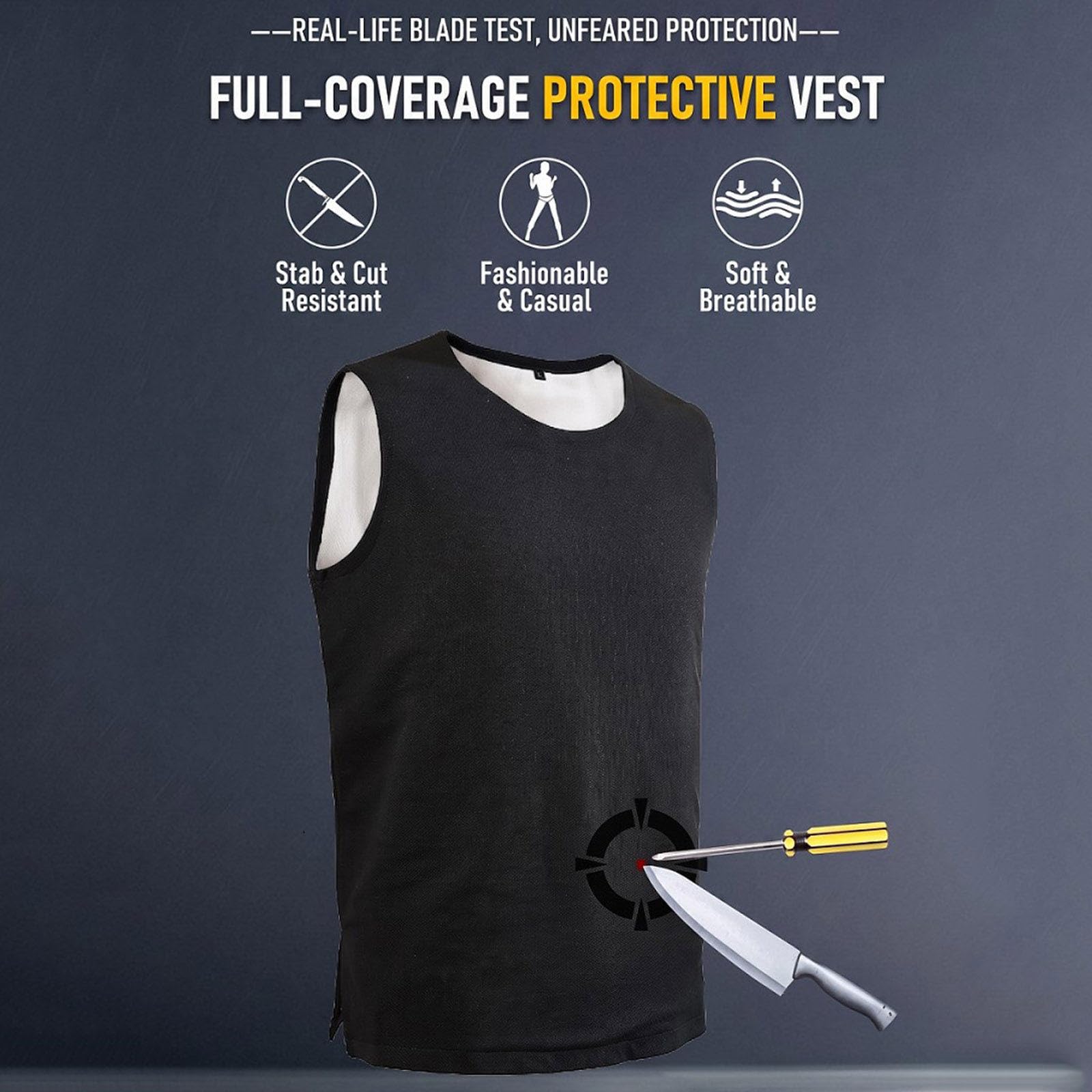 Chaleco Antibalas Oculto Anticortes De Nivel 5 M | Resistente a Cortes Y PUñaladas, Suave, Transpirable Y Ligero, Equipo De Protección Personal Anticortes Y Perforaciones.