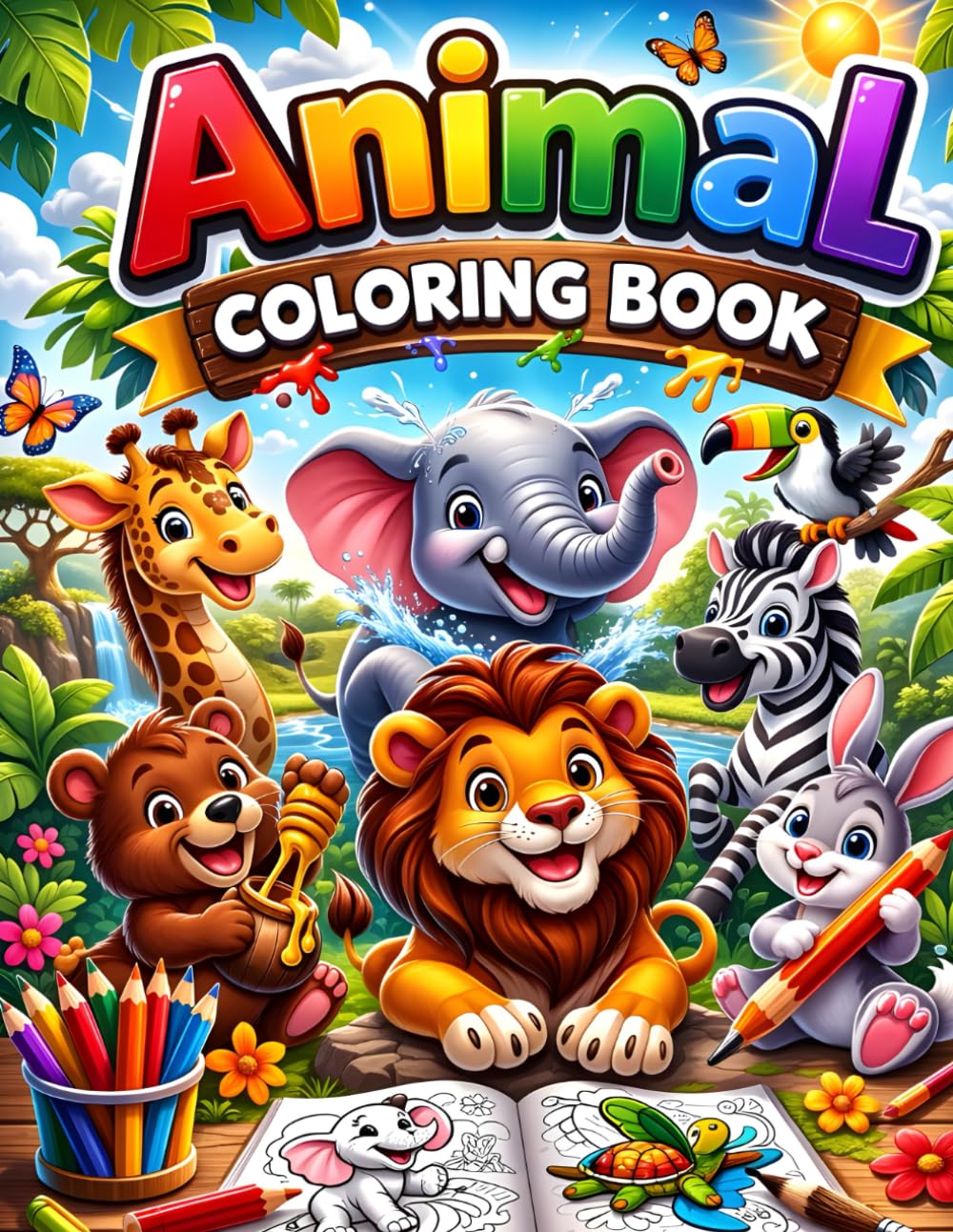 Cute Animals Coloring Book for Kids Ages 3–5: Fun and Simple Coloring Pages for Toddlers and Preschoolers