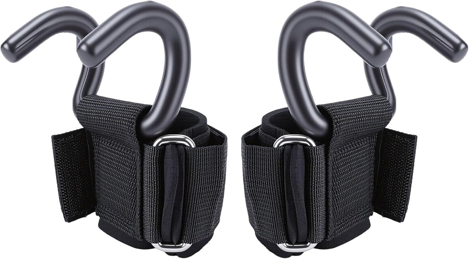 Weight Lifting Hook, 330lbs Load Bearing Fitness Wrist Strap, Rubber Dipped Metal Hook with Secure Grip, Ideal for Deadlift, Pull Up & Horizontal Bar Training