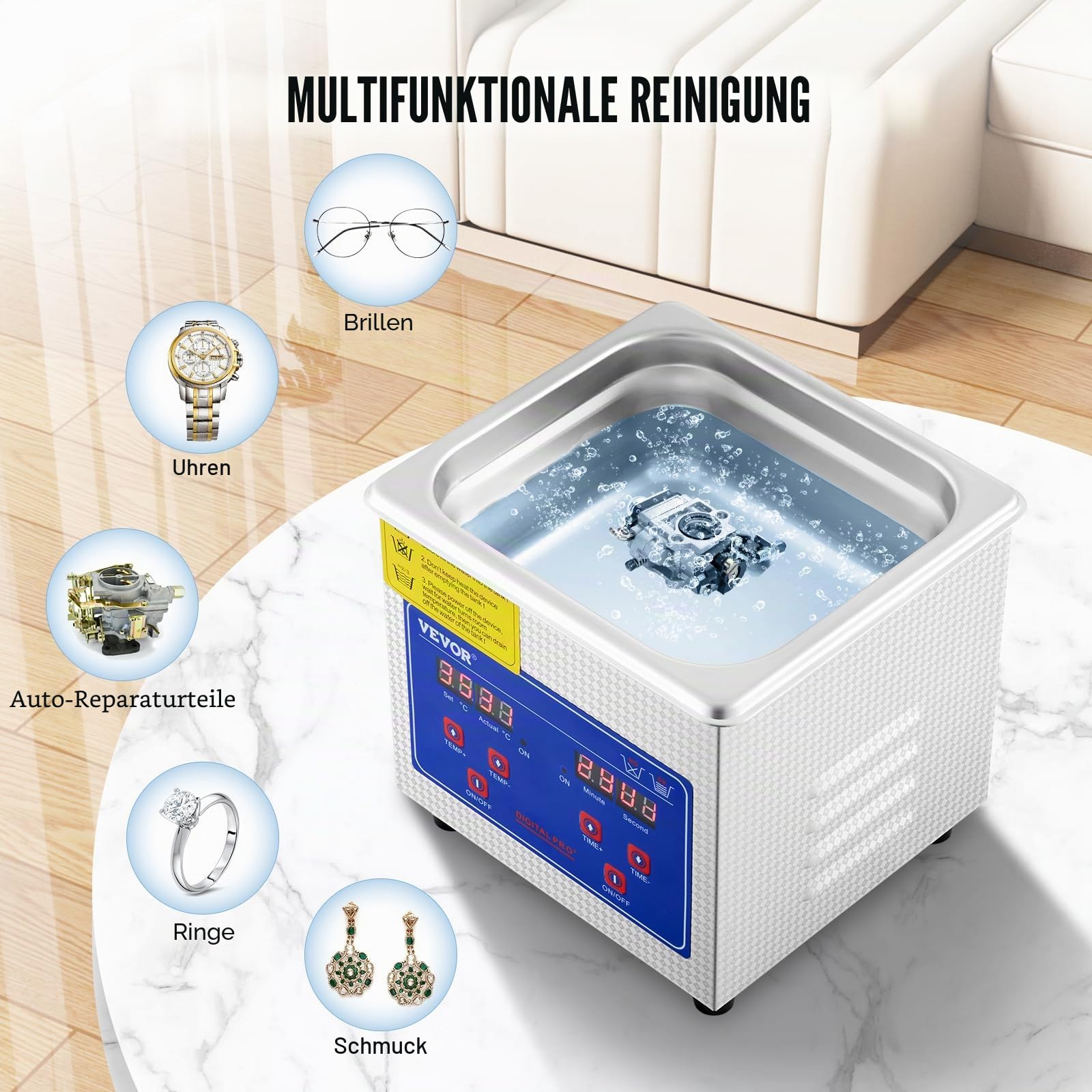 1.3L JPS-08A Ultraschallreiniger Reiniger ultraschallgerät Ultraschallreinigungsgerät Ultrasonic Cleaner mit Digital Timer for glasses Jewellery False Teeth Coins