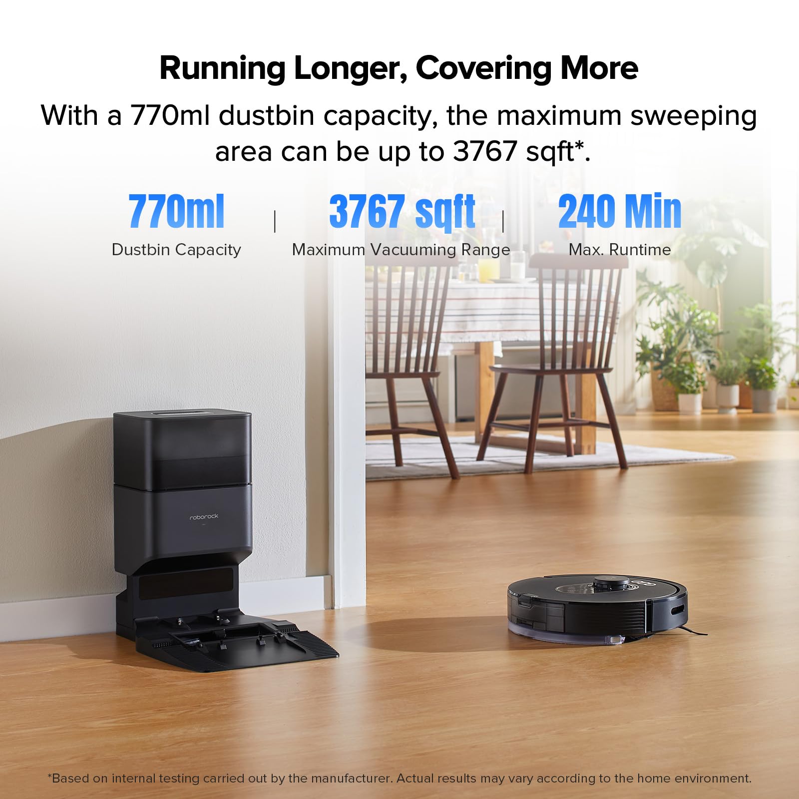 roborock Q5 DuoRoller+ Robot Vacuum with Self-Empty Dock, Upgraded from Q5+, 5500 Pa Suction, DuoRoller Brush for Dust & Pet Hair, 7 Weeks Hands-Free, PreciSense LiDAR Navigation, App & Voice Control view 6