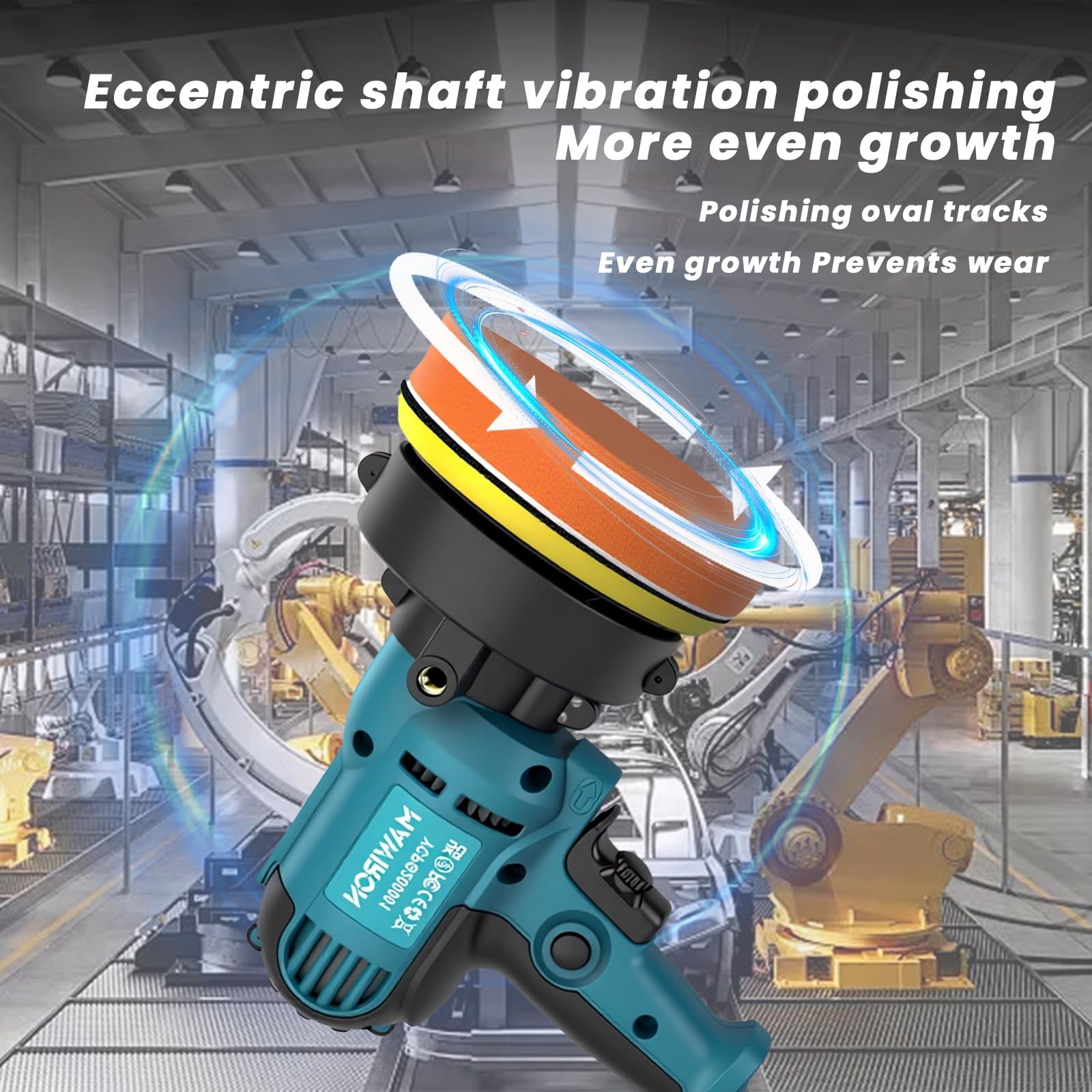 Poliermaschine Auto, 800W Exzenter Poliermaschine, Geschwindigkeit Stufenlos Einstellbar, Max 3800 U/min, 5 Zoll Orbital Auto Politur für Wachsen Autodetaillierung