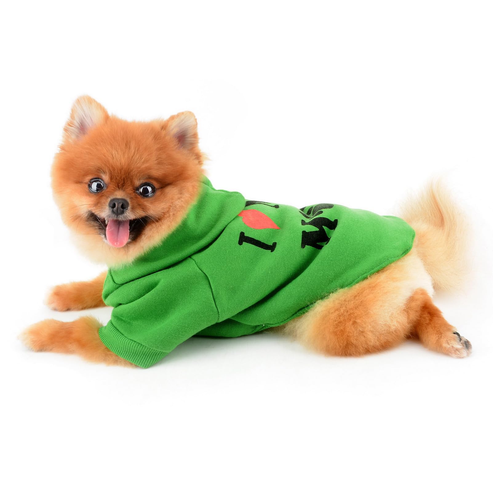 SMALLLEE_LUCKY_STORE Dog Hoodie for Small Dog Pet Pullover Sweatshirt with Letter I Love My Mom and Leash Hole - Image 4