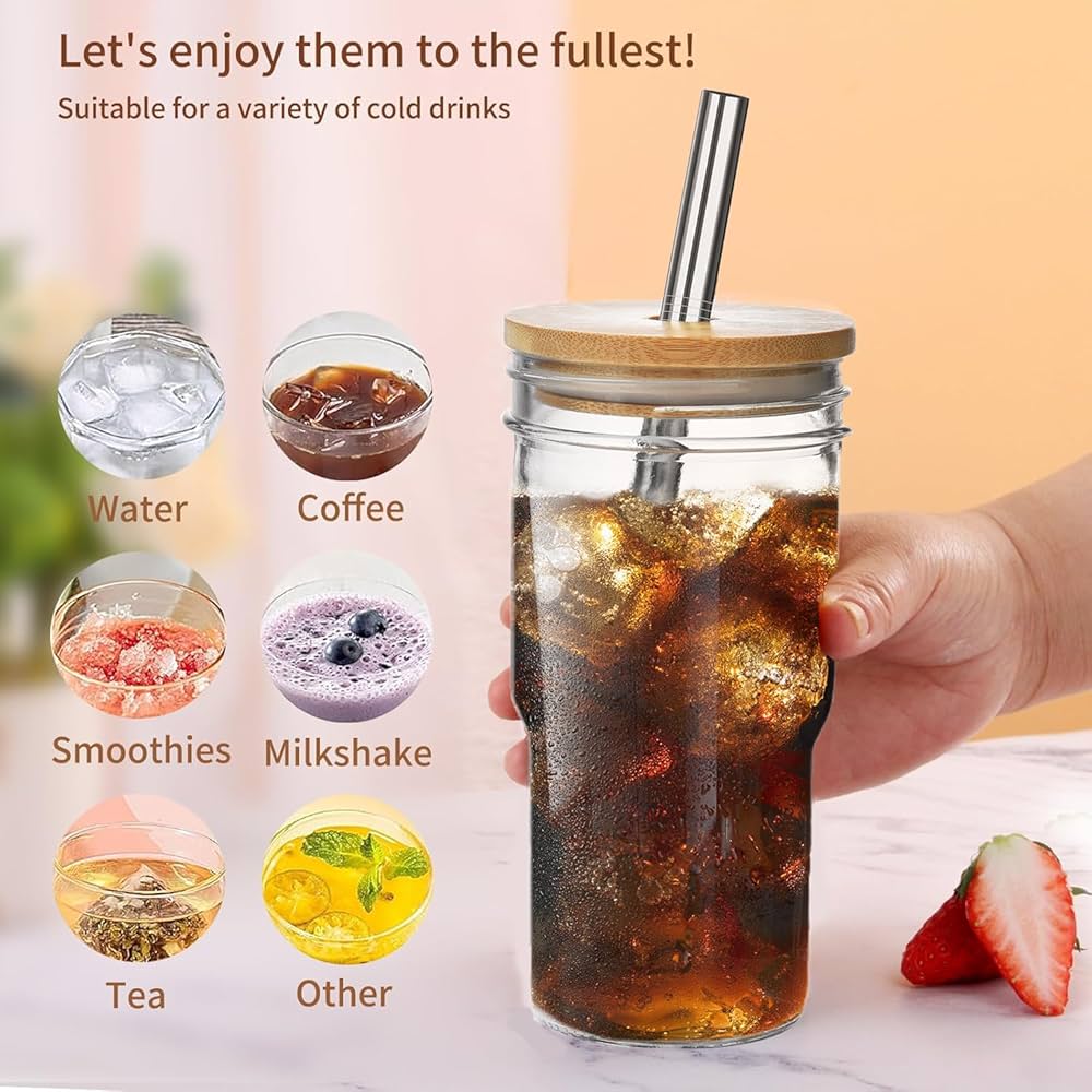 ALINK Bubble Tea Cups zestaw 2 szklanych kubków 650 ml