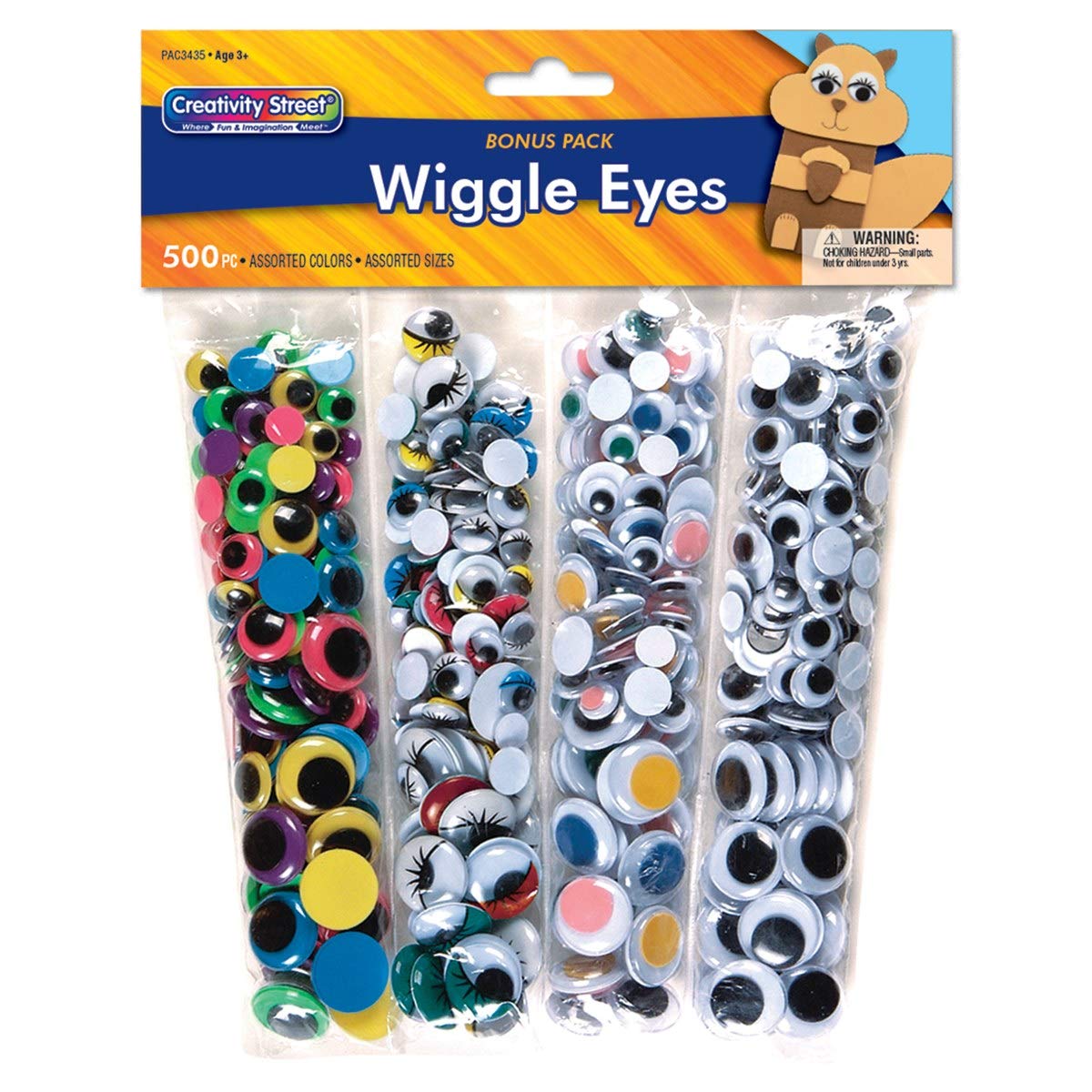 Wiggle yeux CK-3435 Chenille Kraft boite de 500 pieces assorties