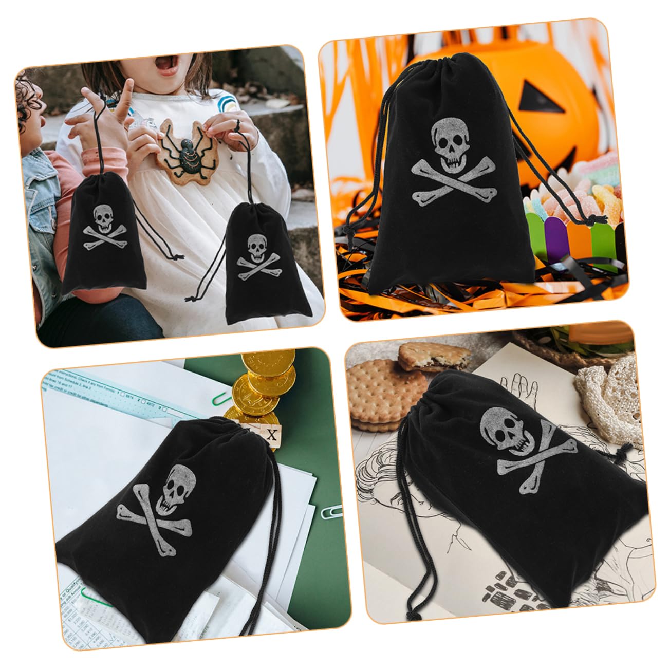 GLEAVI 36stücke Kordelzugbeutel Mit Piratenschädel Halloween Aufbewahrungstaschen Für Kindergeburtstag Partys Und